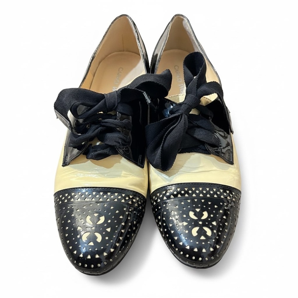 Carlo Pazolini Black and Cream Patent Leather Women's Loafers - Picture 5 of 16